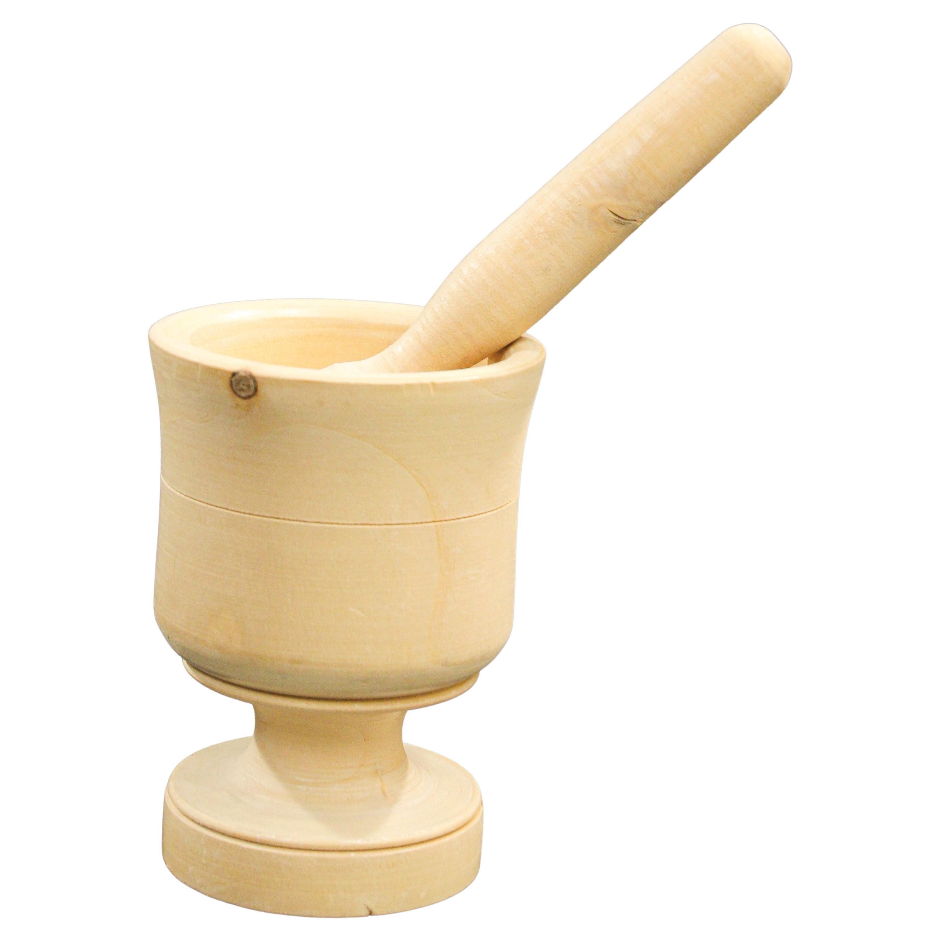 Handcrafted Wooden Mortar and Pestle, Italy For Sale