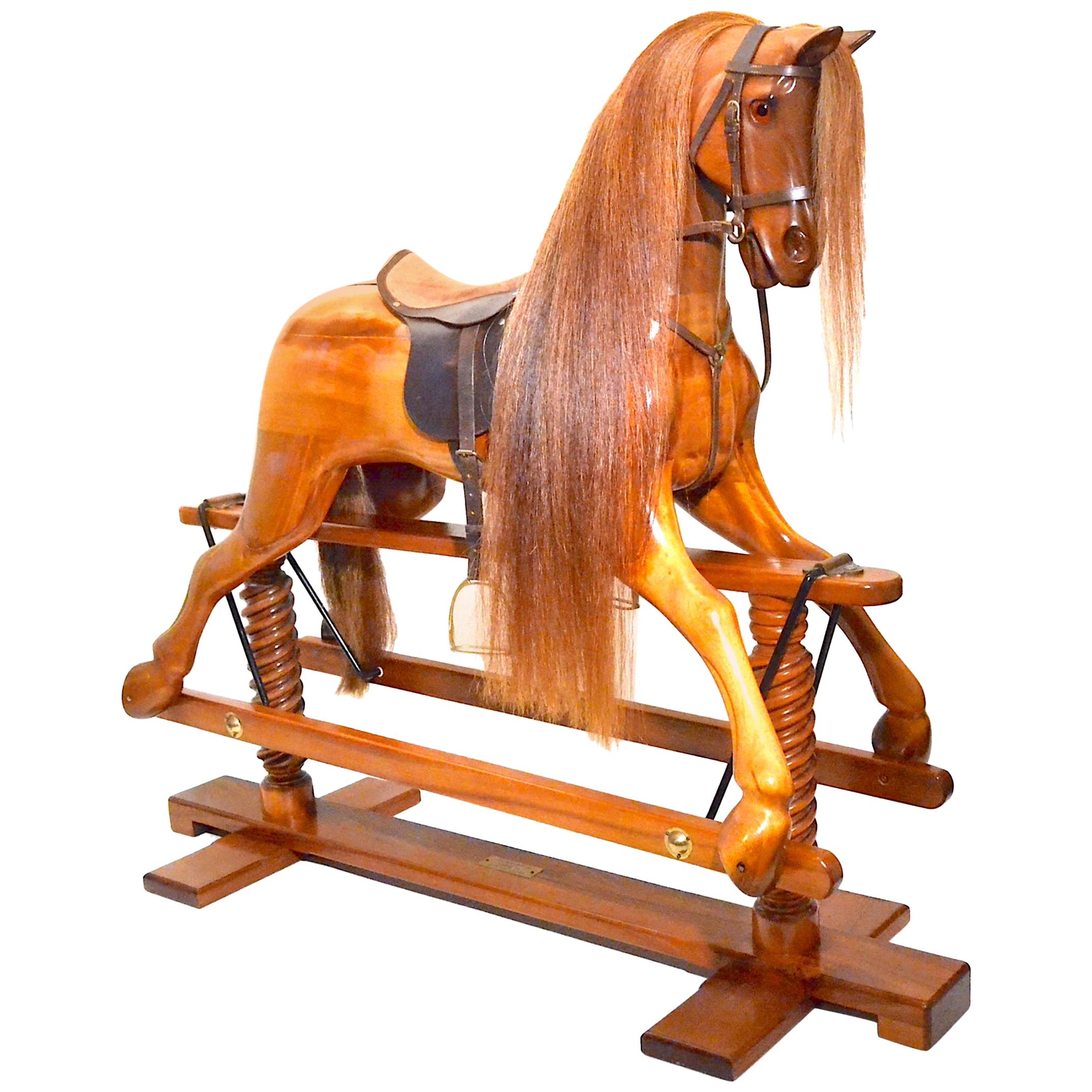 Handcrafted Wooden Rocking Horse by Geoff Martin For Sale