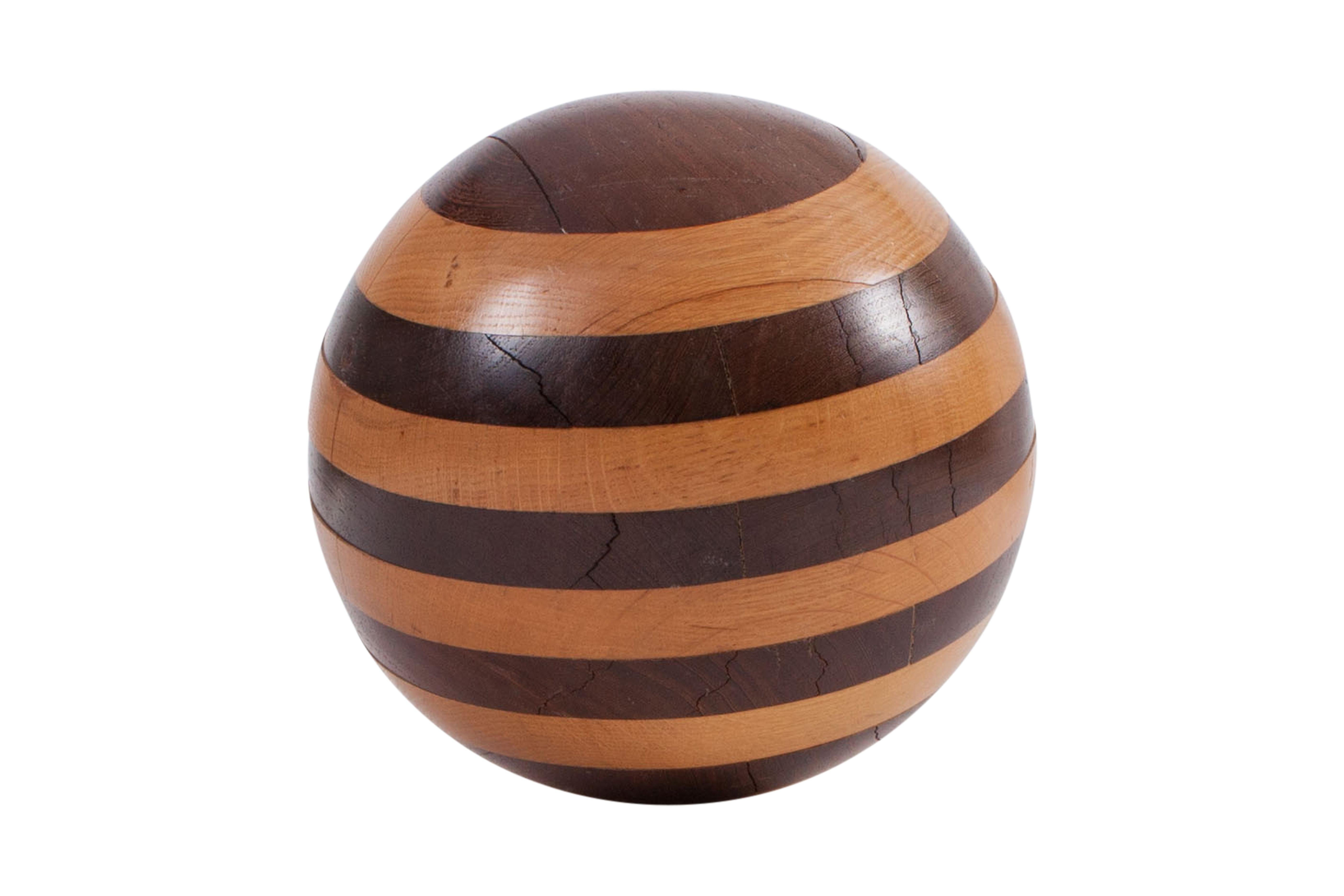 Mid-Century Modern Sphere in Solid Oak and Wenge, 1970s