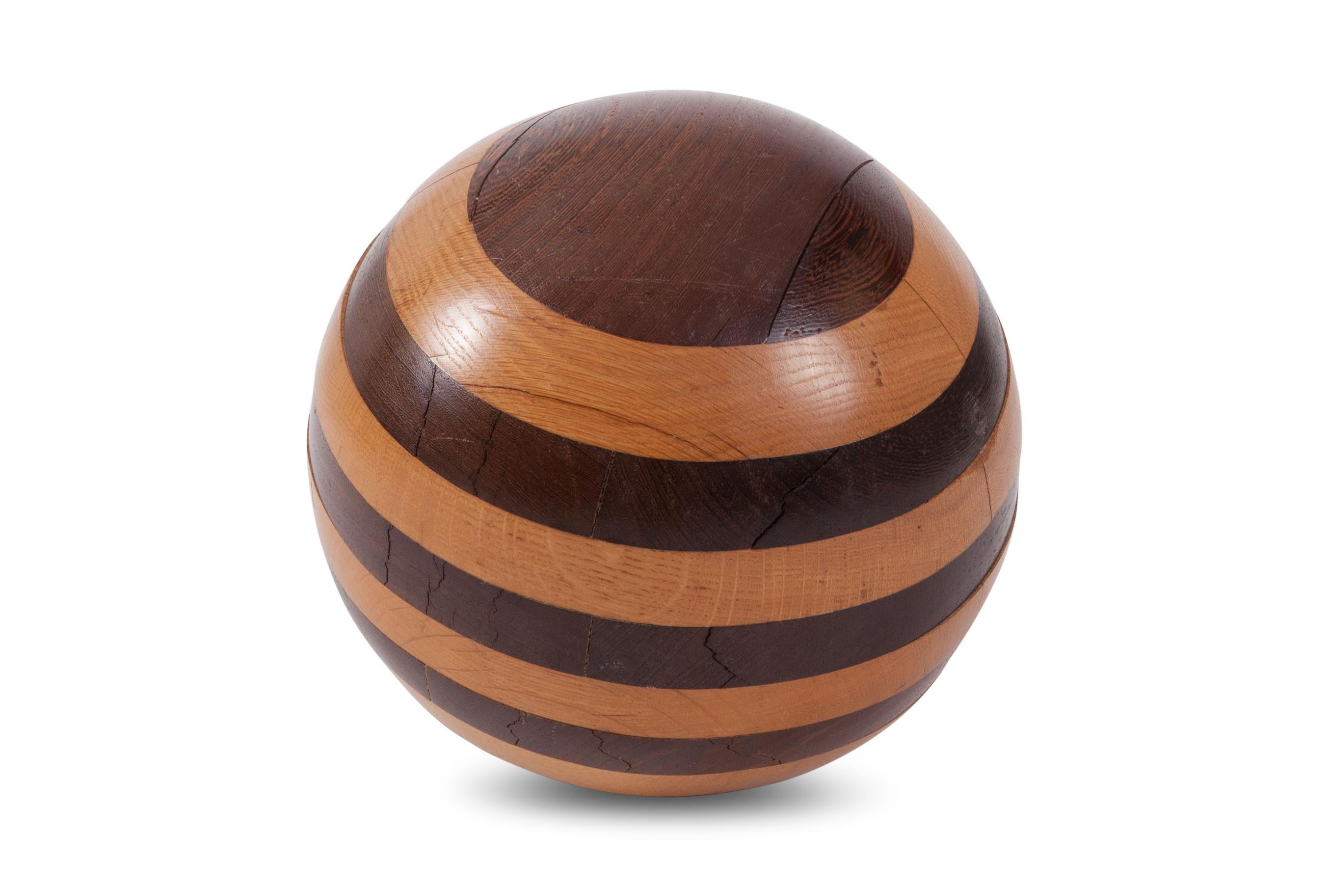 Sphere in Solid Oak and Wenge, 1970s In Good Condition In Antwerp, BE