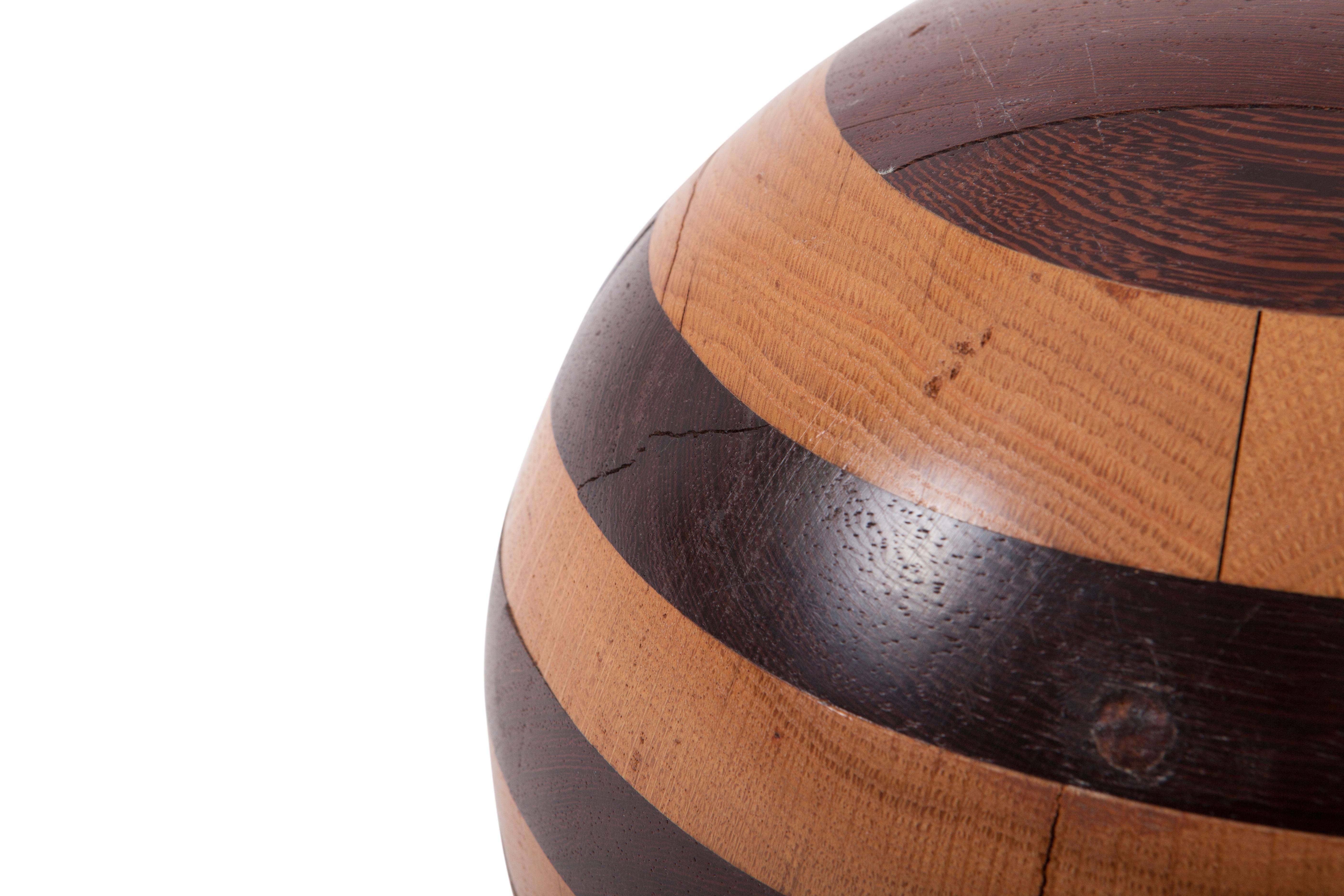Late 20th Century Sphere in Solid Oak and Wenge, 1970s