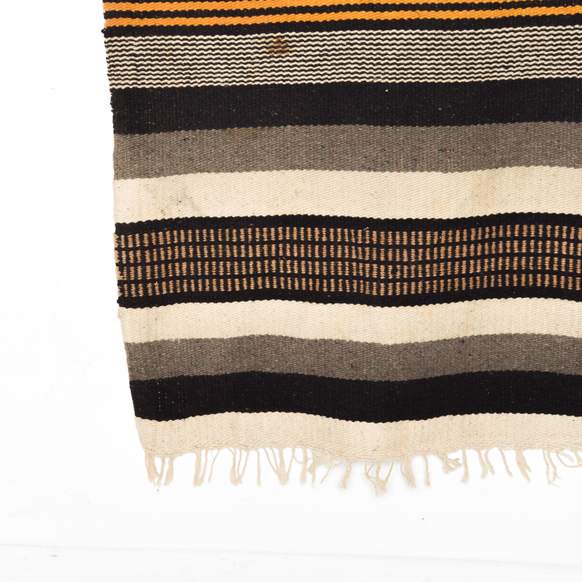 Mid-20th Century Handcrafted Wool Serape Bohemian Blanket Modern Colors Viva! Mexico 1960s