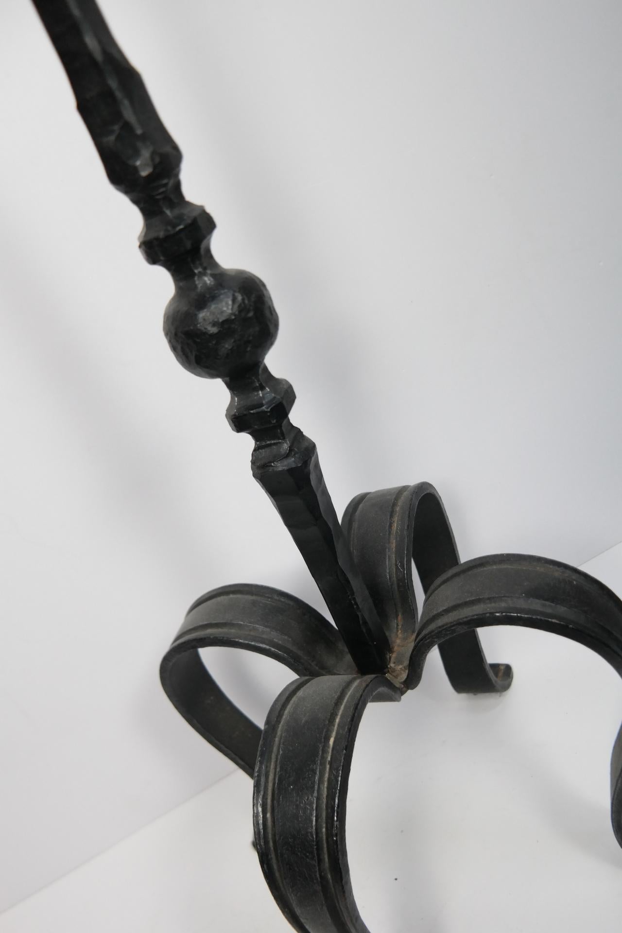Handcrafted Wrought Iron Floor Candleholder, 1970s For Sale 2