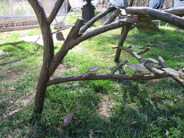 Handcrafted Wrought Iron Tree Branches and Glass Coffee Table Style of For Sale at