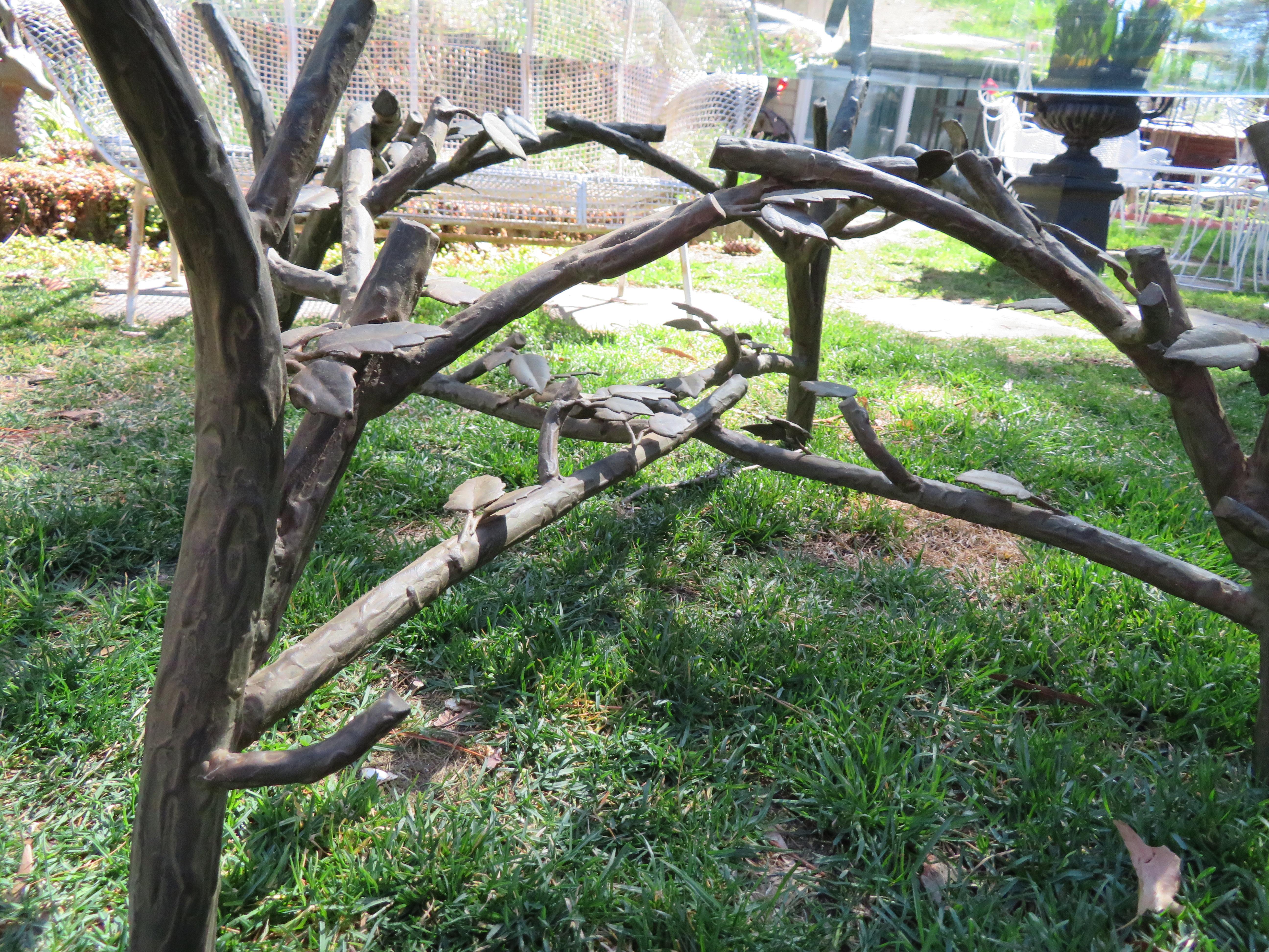 Metal Handcrafted Wrought Iron Tree Branches & Glass Coffee Table Style of Giacometti