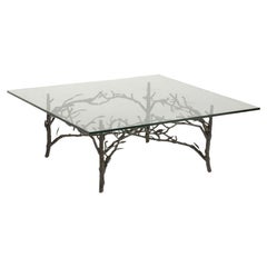 Handcrafted Wrought Iron Tree Branches & Glass Coffee Table Style of Giacometti