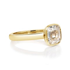 Handcrafted Wyler Antique Cushion Cut Diamond Ring by Single Stone