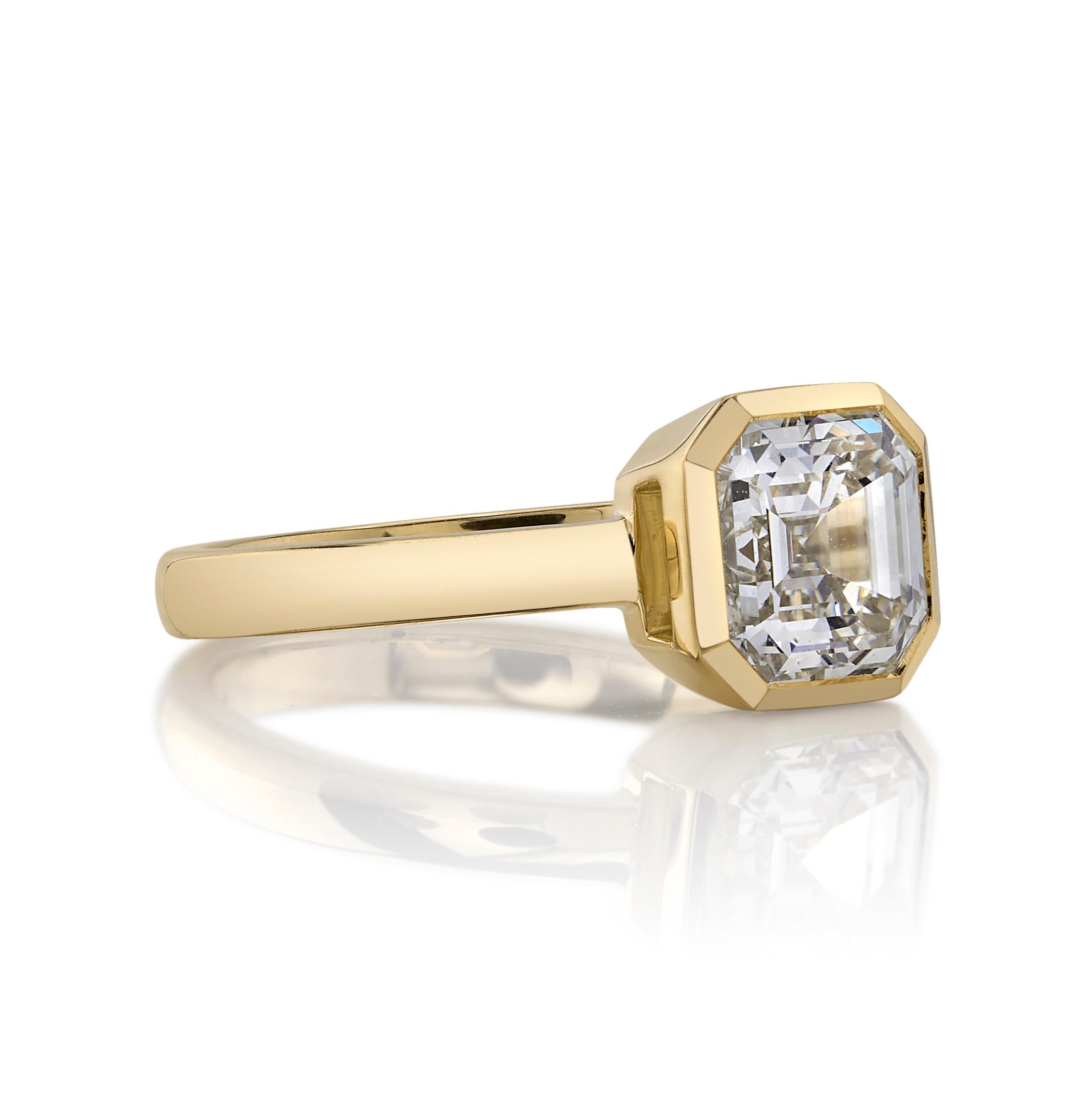 2.04ct L/VVS2 GIA certified Asscher cut diamond set in a handcrafted 18K yellow gold mounting.

Ring is currently a size 6 and can be sized to fit. 

Our jewelry is made locally in Los Angeles and most pieces are made to order. For these