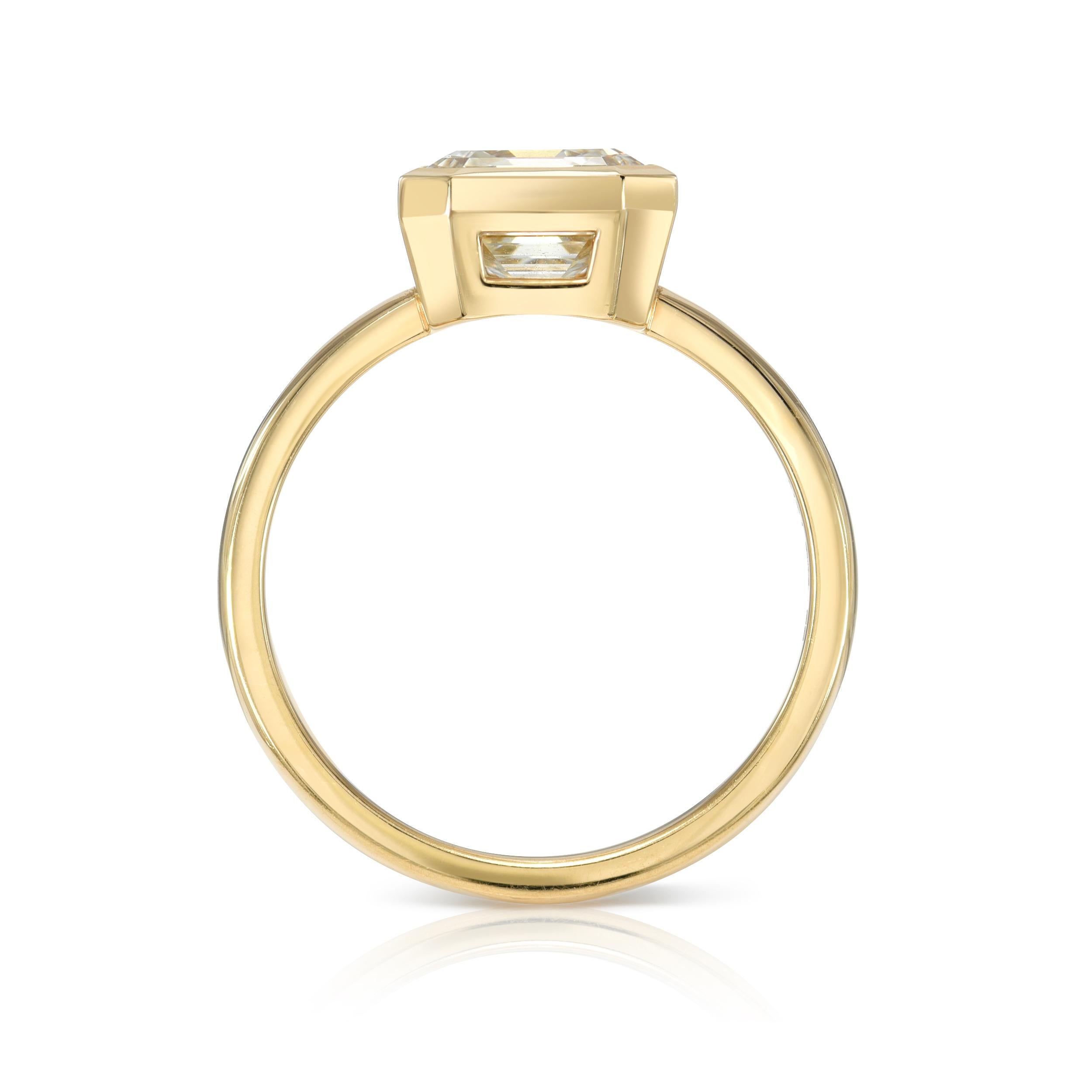 Handcrafted Wyler Asscher Cut Diamond Ring by Single Stone In New Condition For Sale In Los Angeles, CA