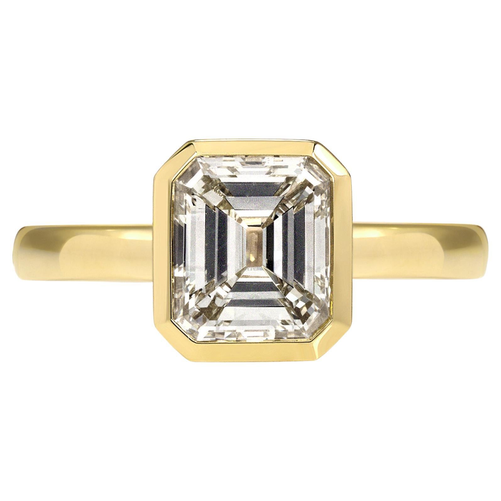 Handcrafted Wyler Emerald Cut Diamond Engagement Ring by Single Stone