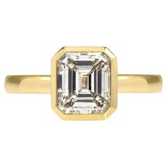 Handcrafted Wyler Emerald Cut Diamond Engagement Ring by Single Stone