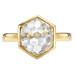 Handcrafted Wyler Hexagonal Rose Cut Diamond Ring by Single Stone