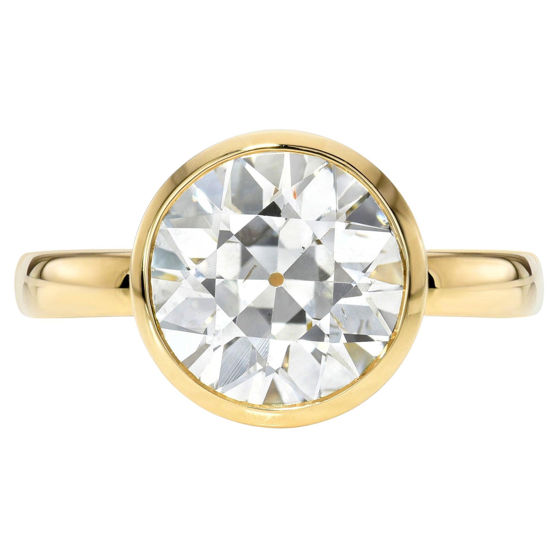Handcrafted Wyler Old European Cut Diamond Ring by Single Stone For Sale