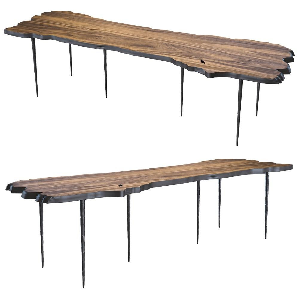 Modern Handcrafted XL Italian Walnut Dining Table For Sale