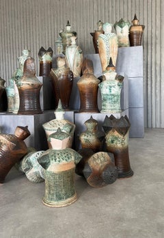 Handcrafted XXL (40-80cm) ceramic sculptured chess set by Maria Kenarova