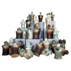 Handcrafted XXL (40-80cm) ceramic sculptured chess set by Maria Kenarova