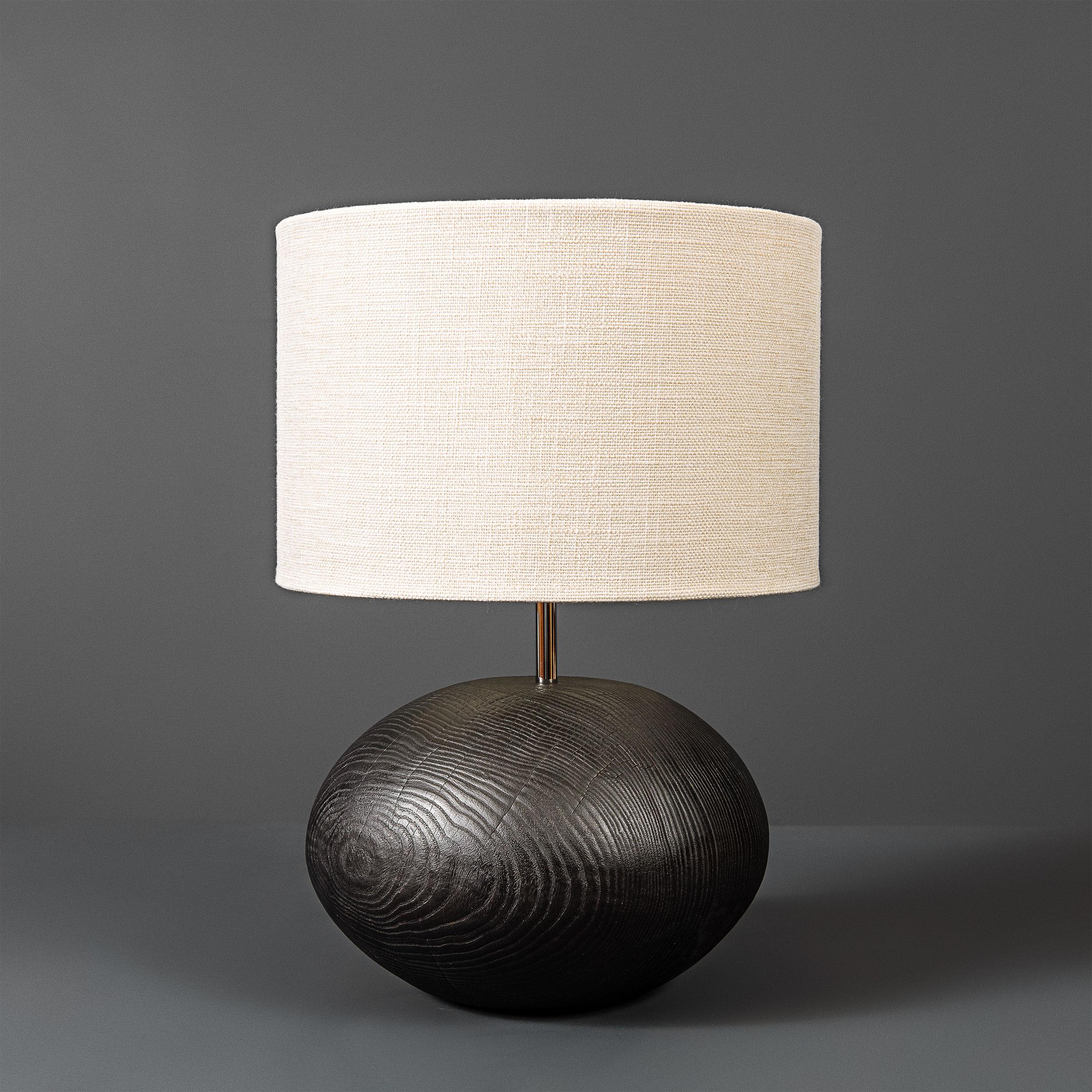 Modern Handcrafted Yakisugi Oak Lamp