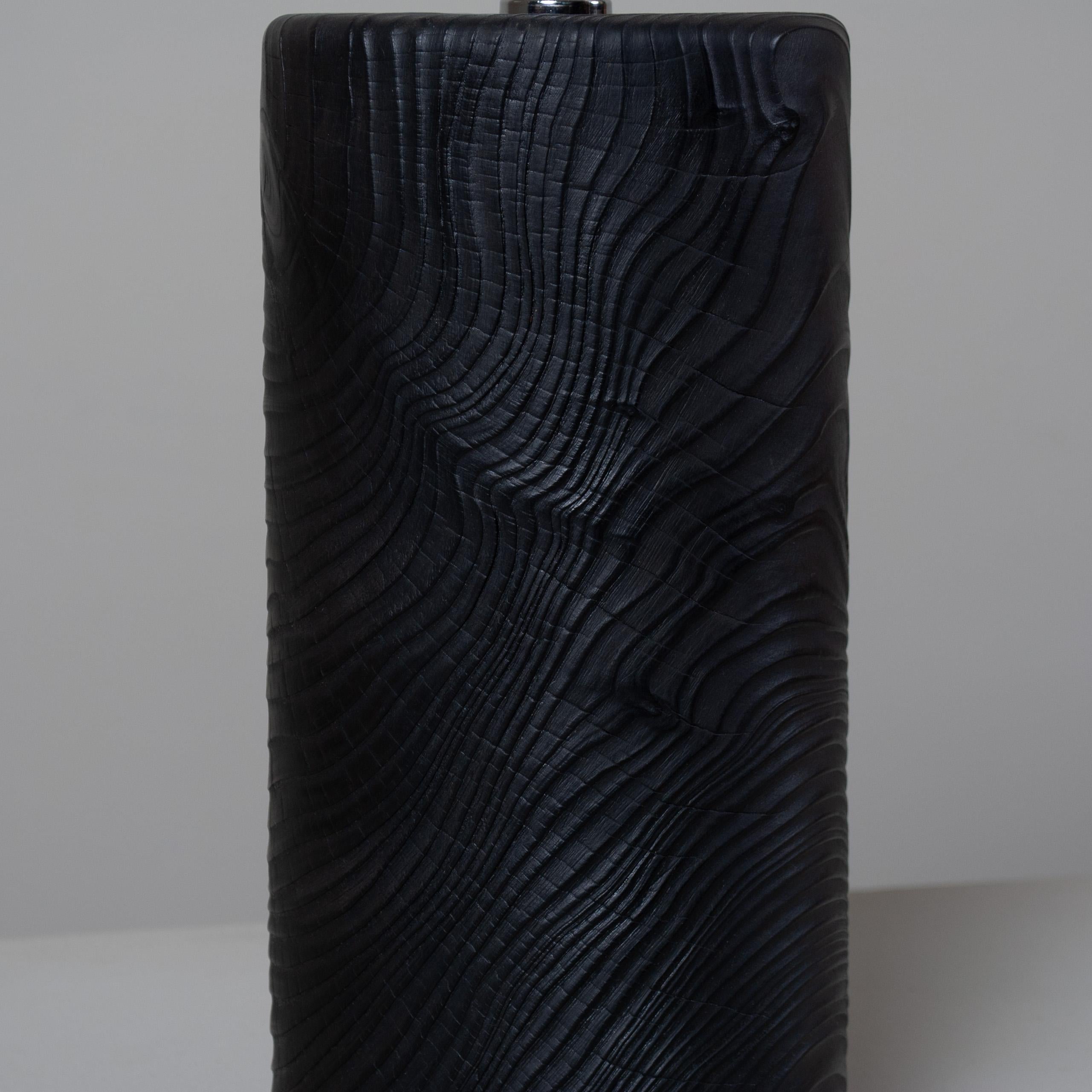 Modern Handcrafted Yakisugi Pillar Table Lamp For Sale