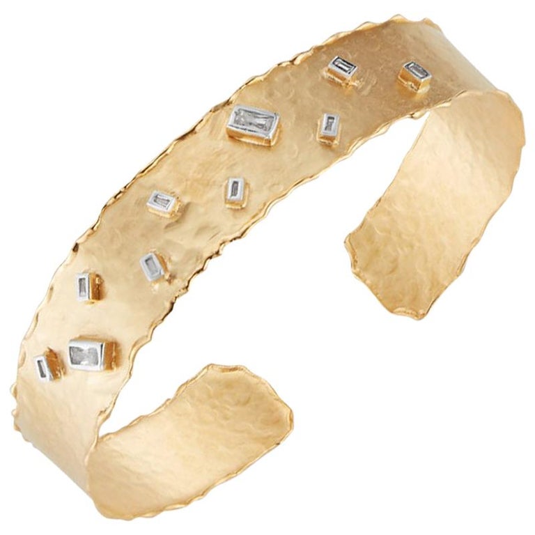 Handcrafted Yellow Gold Cuff Bracelet For Sale at 1stDibs