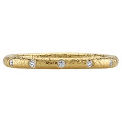 Handcrafted York Hammer Finish Old European Cut Diamond Band by Single Stone