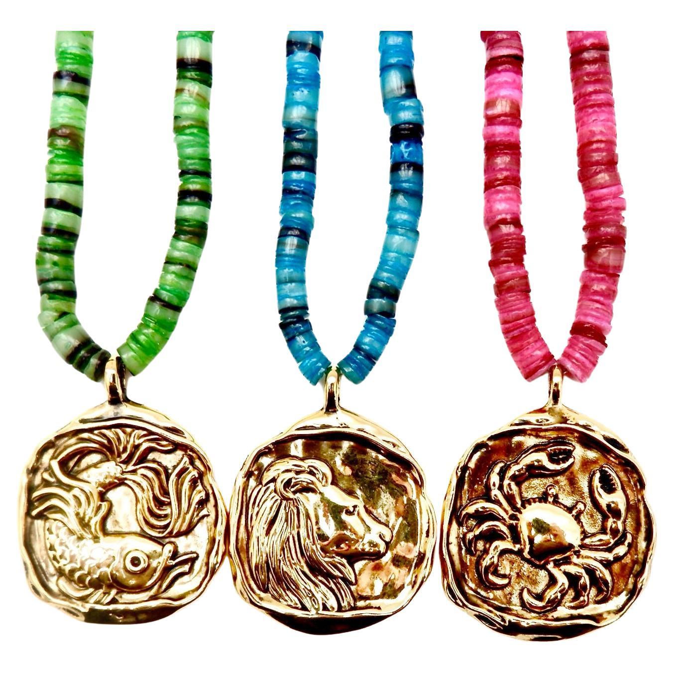 Handcrafted Zodiac symbol Necklace For Sale