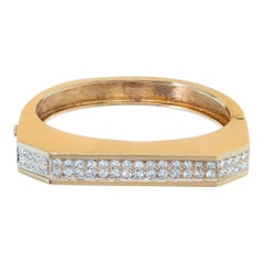 Bracelet en or jaune 14K avec diamants, style menottes 