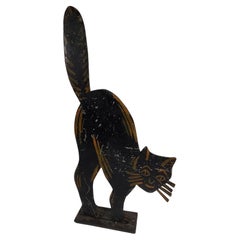 Handcut & Painted Sheet Metal Folk Art Cat Door Stop, circa 1940