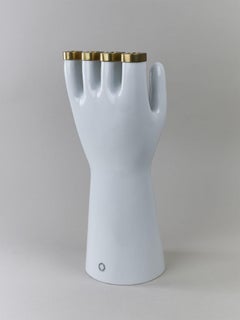 Hände Hoch Candleholder by Jakub Berdych, Brass & Porcelain Design