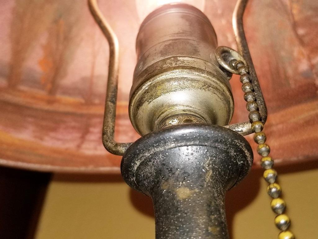 20th Century Handel Boudoir Reverse or Inside Painted Lamp