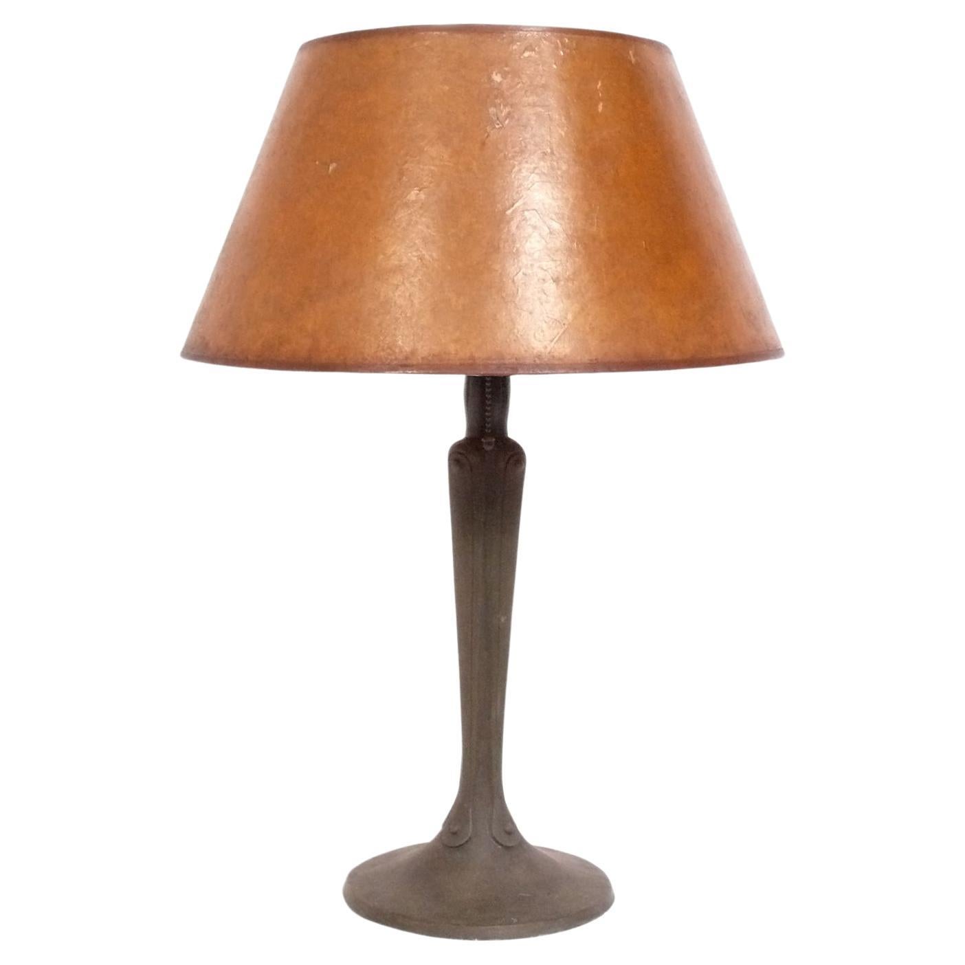 Handel Bronze Lamp with Mica Shade Arts and Crafts Mission Era For Sale