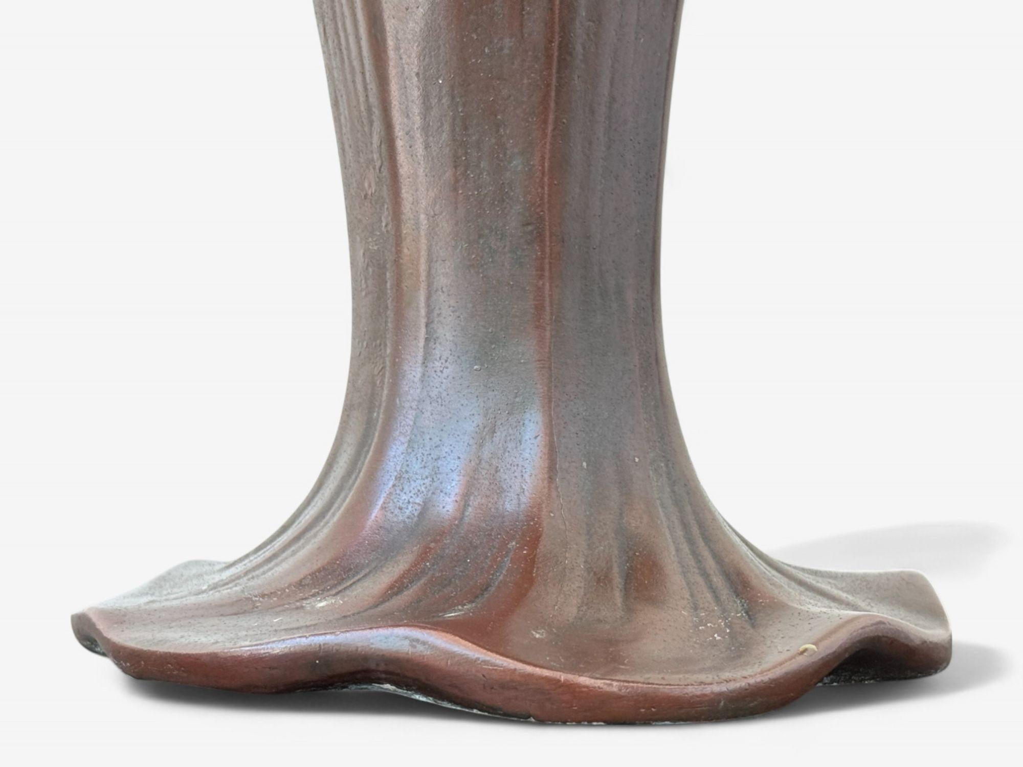 Handel Co, Arts and Crafts, lampe de table en forme de palmier, verre d'art, bronze, années 1900 en vente 1