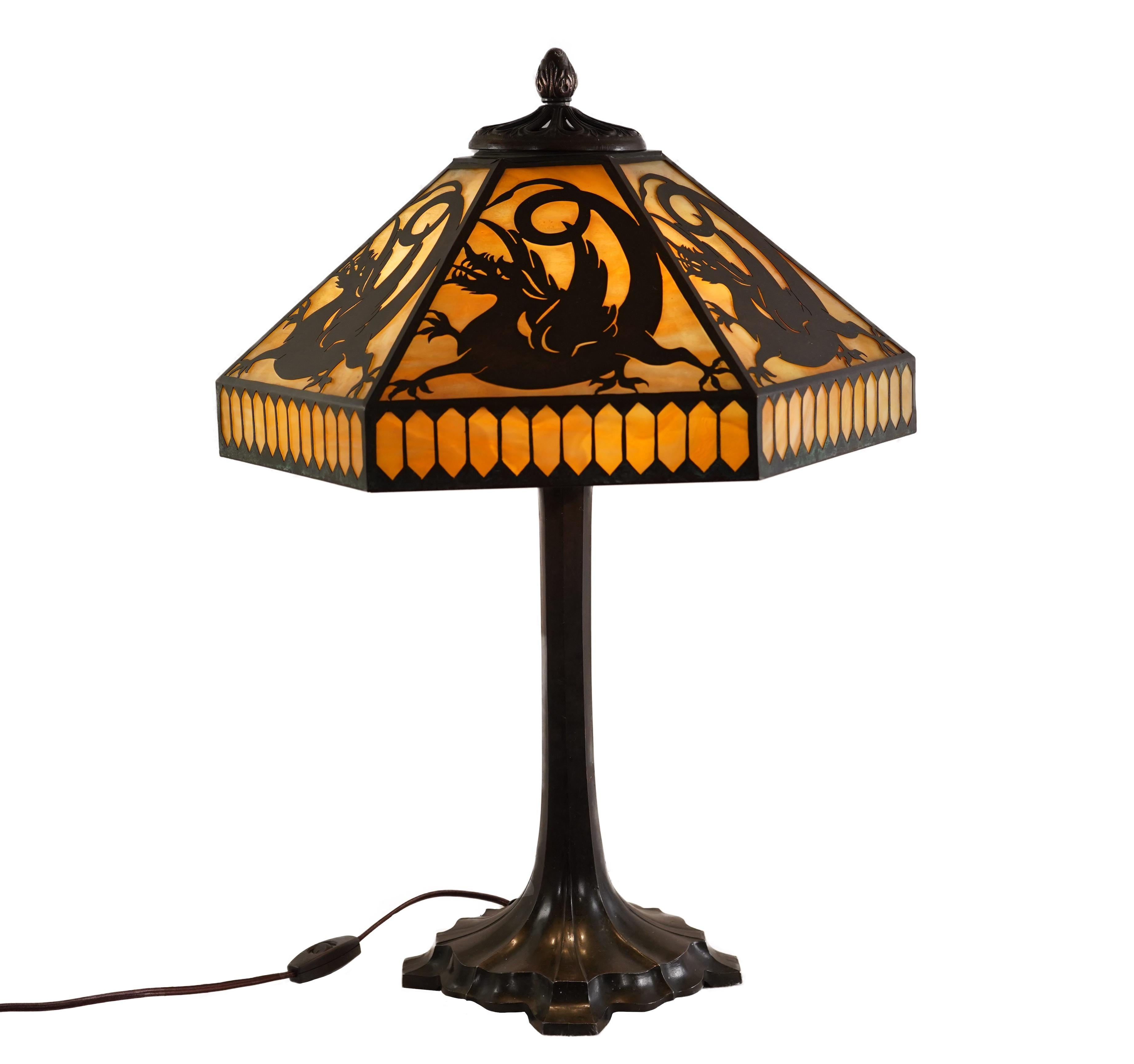 Dragon lamp by American designer, Handel

Circa 1910

Measures: 25