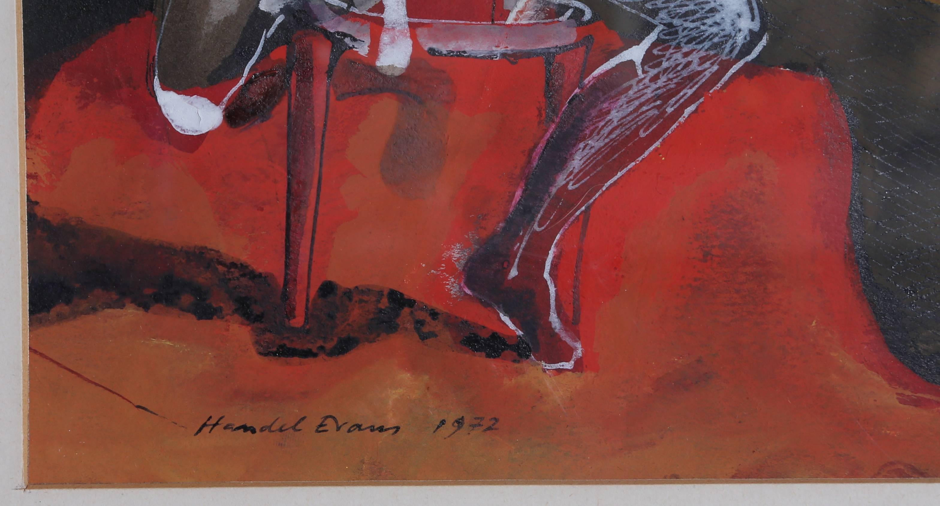 Two Seated Nudes, Framed Surrealist Gouache by Handel Evans For Sale 1