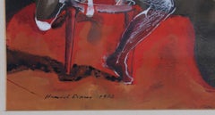 Zwei sitzende Akte, gerahmte surrealistische Gouache von Handel Evans