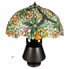 Antique Handel Lamp Company Early 1900s Trumpet Flower Table Lamp