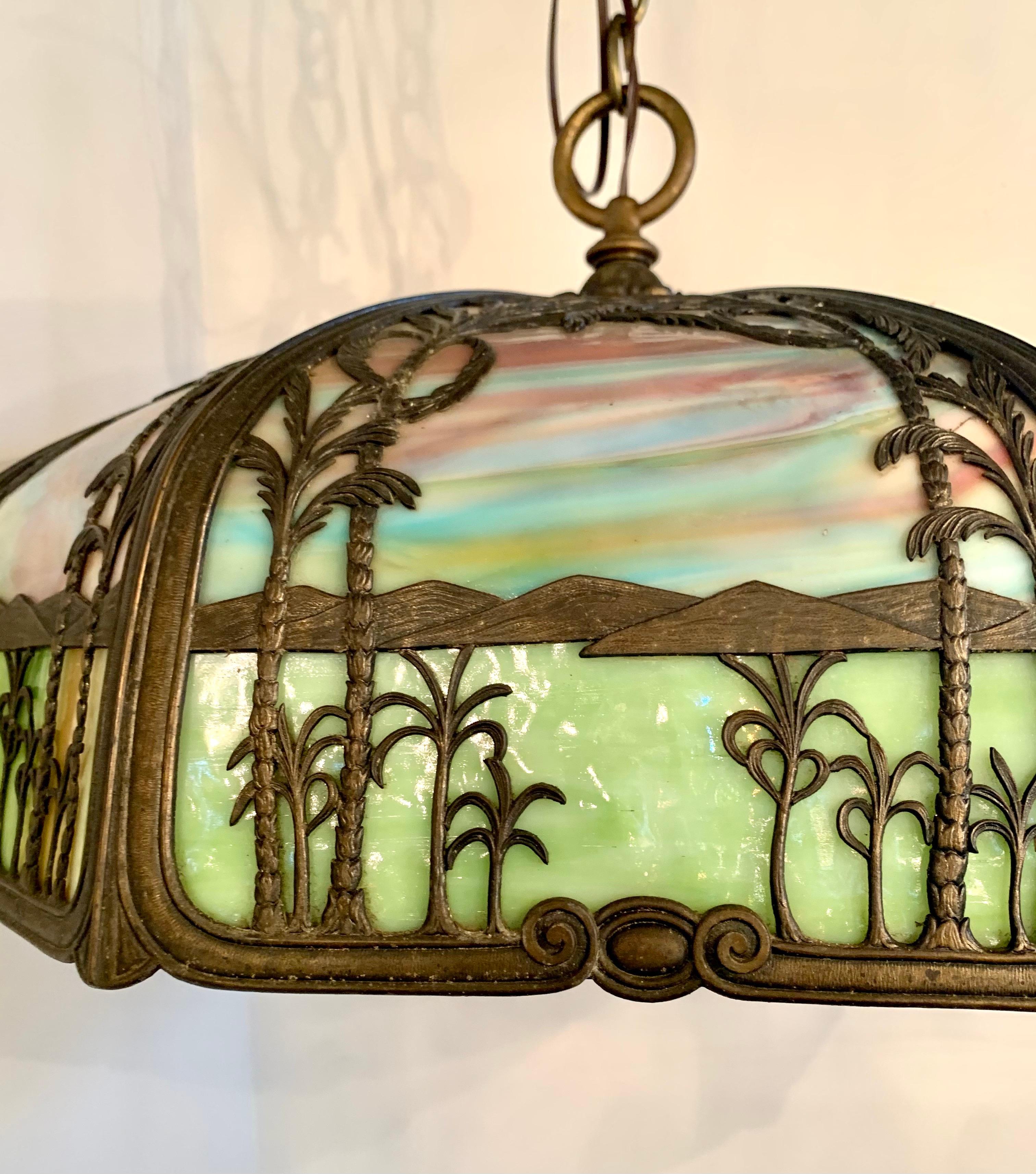 antique stained glass ceiling light