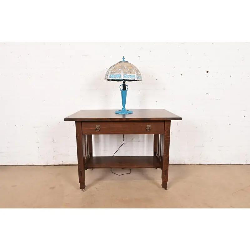 Handel Style Antique Art Nouveau Table Lamp With Palm Tree Motif, Circa 1920s For Sale 6