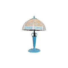 Handel Style Antique Art Nouveau Table Lamp With Palm Tree Motif, Circa 1920s