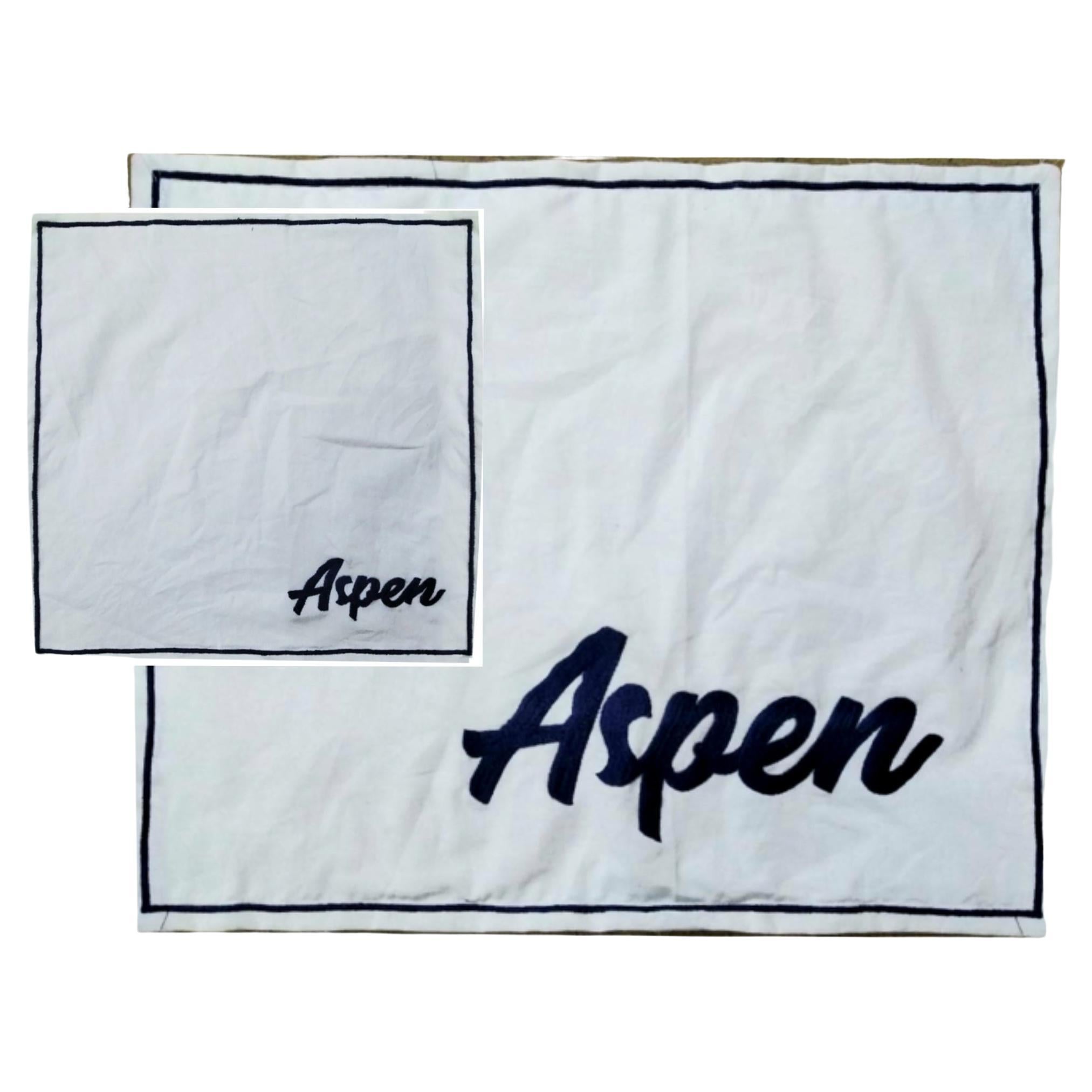 Hand Embroidered Aspen Cotton Placemat and Napkin For Sale