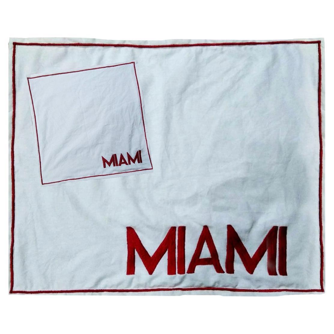 Hand Embroidered Miami Cotton Placemat and Napkin