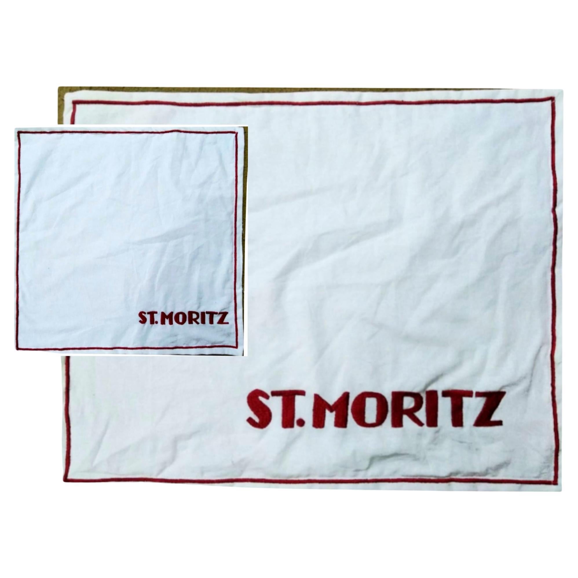 Handbestickter St. Moritz-Baumwoll-Tisch und Serviette im Angebot