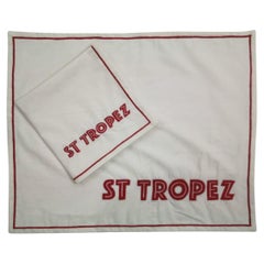 Hand Embroidered St. Tropez Cotton Placemat and Napkin