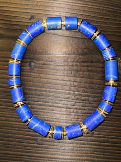 Handgefertigte Halskette aus Gold 18k (549 Carat Lapislazuli und 23 Diamanten)