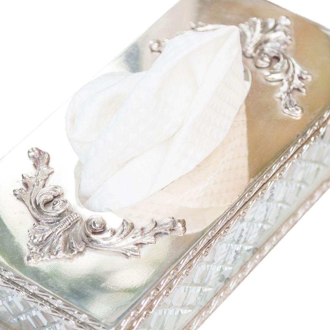 Handgrinded Crystal Brass tissue box  In New Condition For Sale In Firenze, FI
