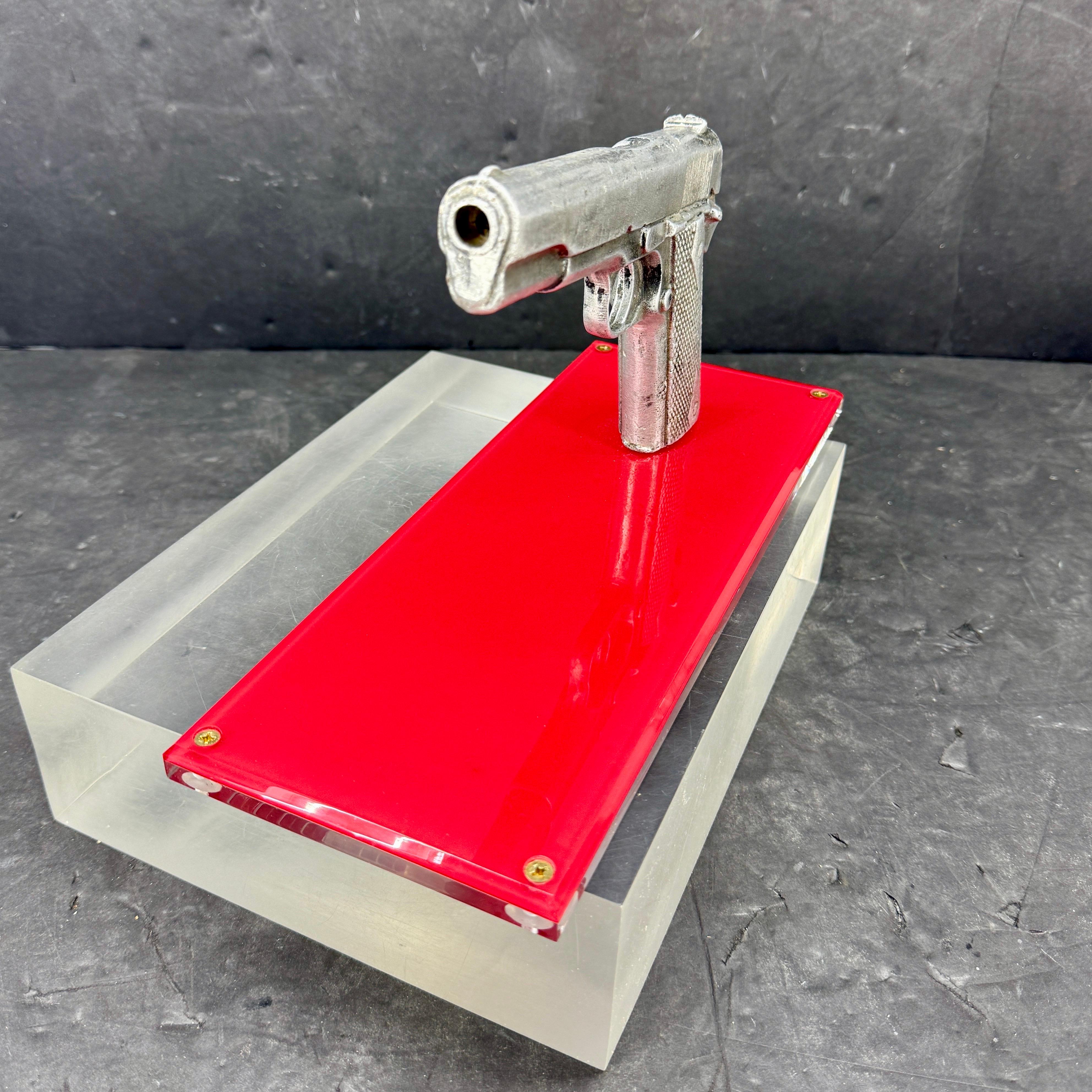 Handgun Sculpture Prop of Colt M1911 on Lucite Base For Sale 4