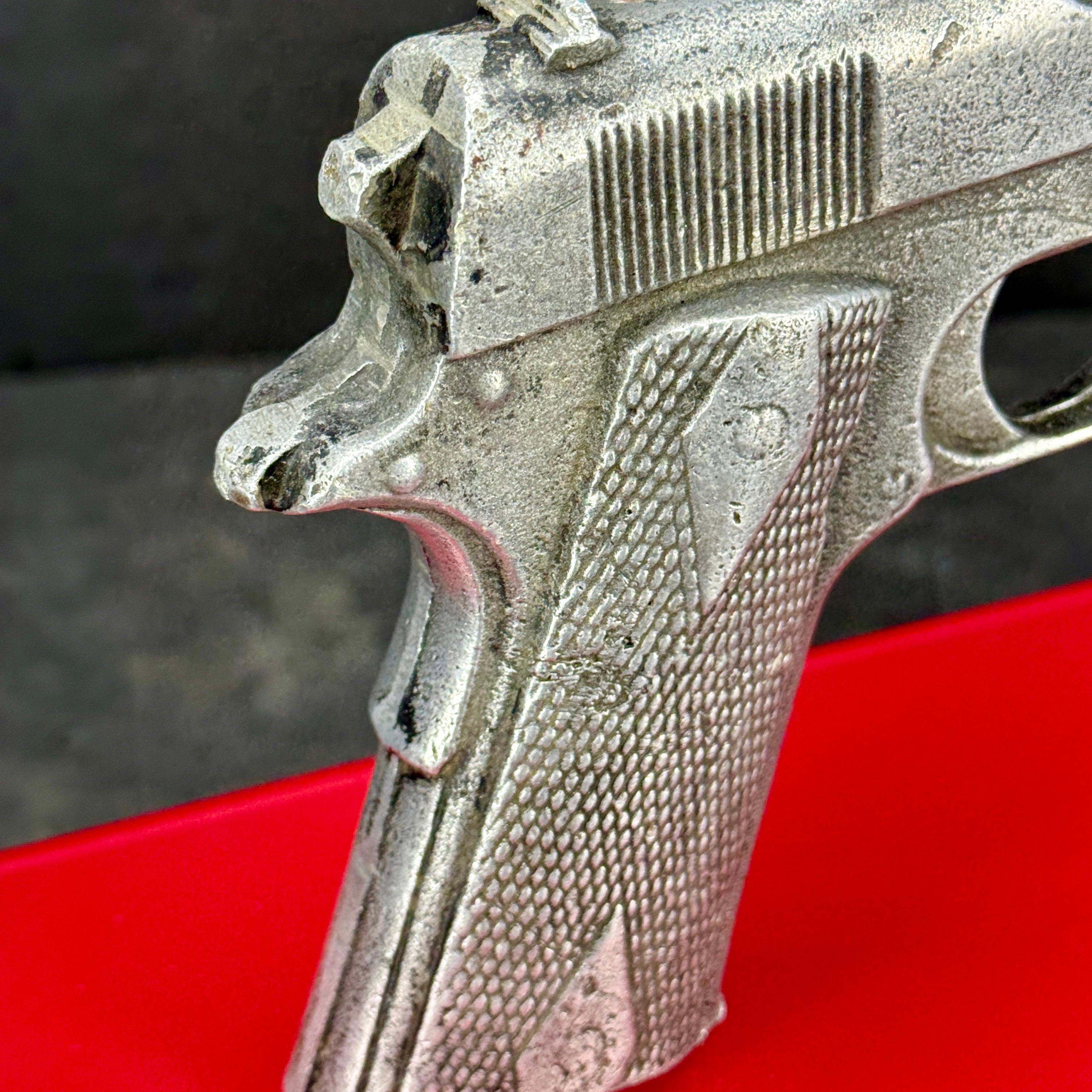 Hand-Crafted Handgun Sculpture Prop of Colt M1911 on Lucite Base For Sale