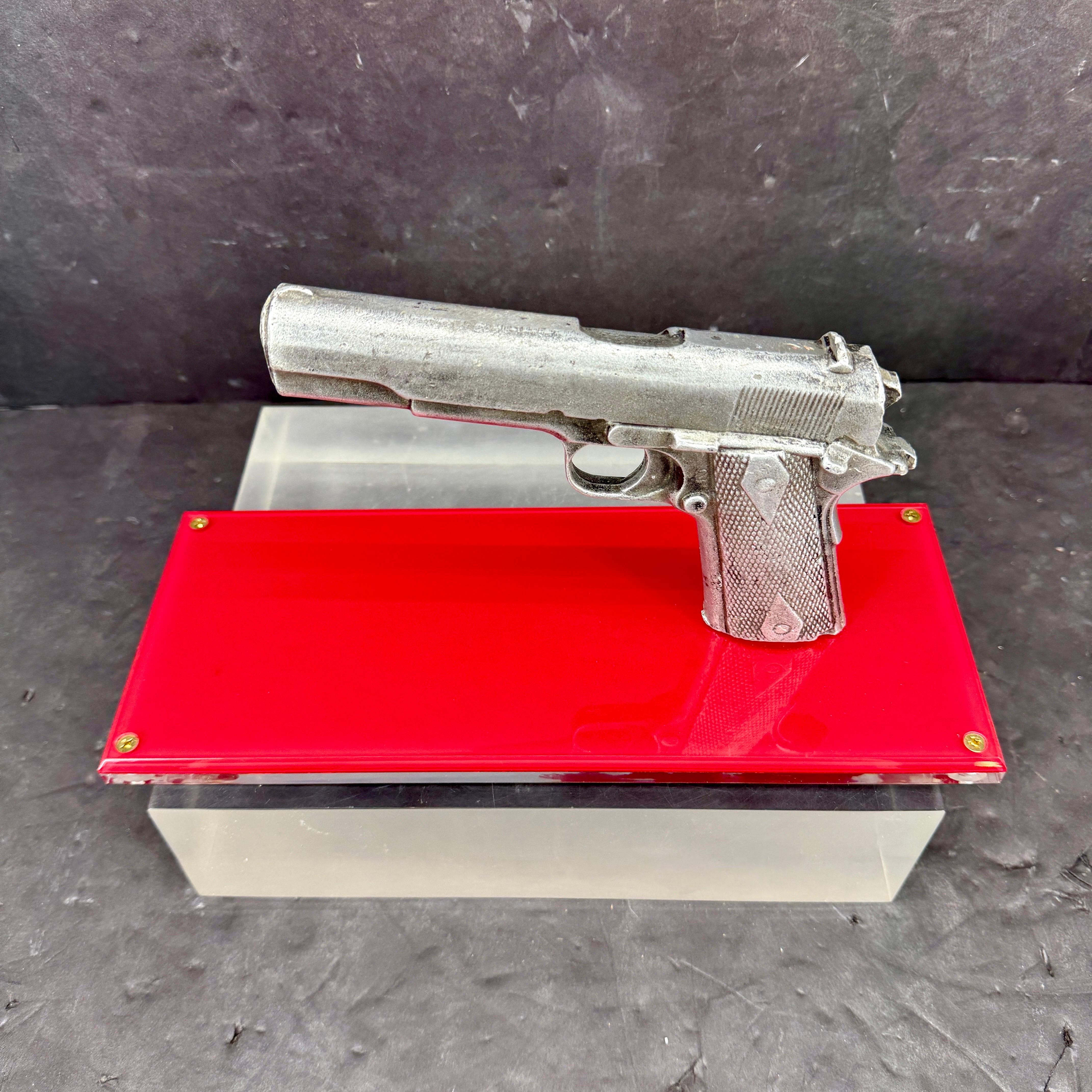 Handgun Sculpture Prop of Colt M1911 on Lucite Base For Sale 2