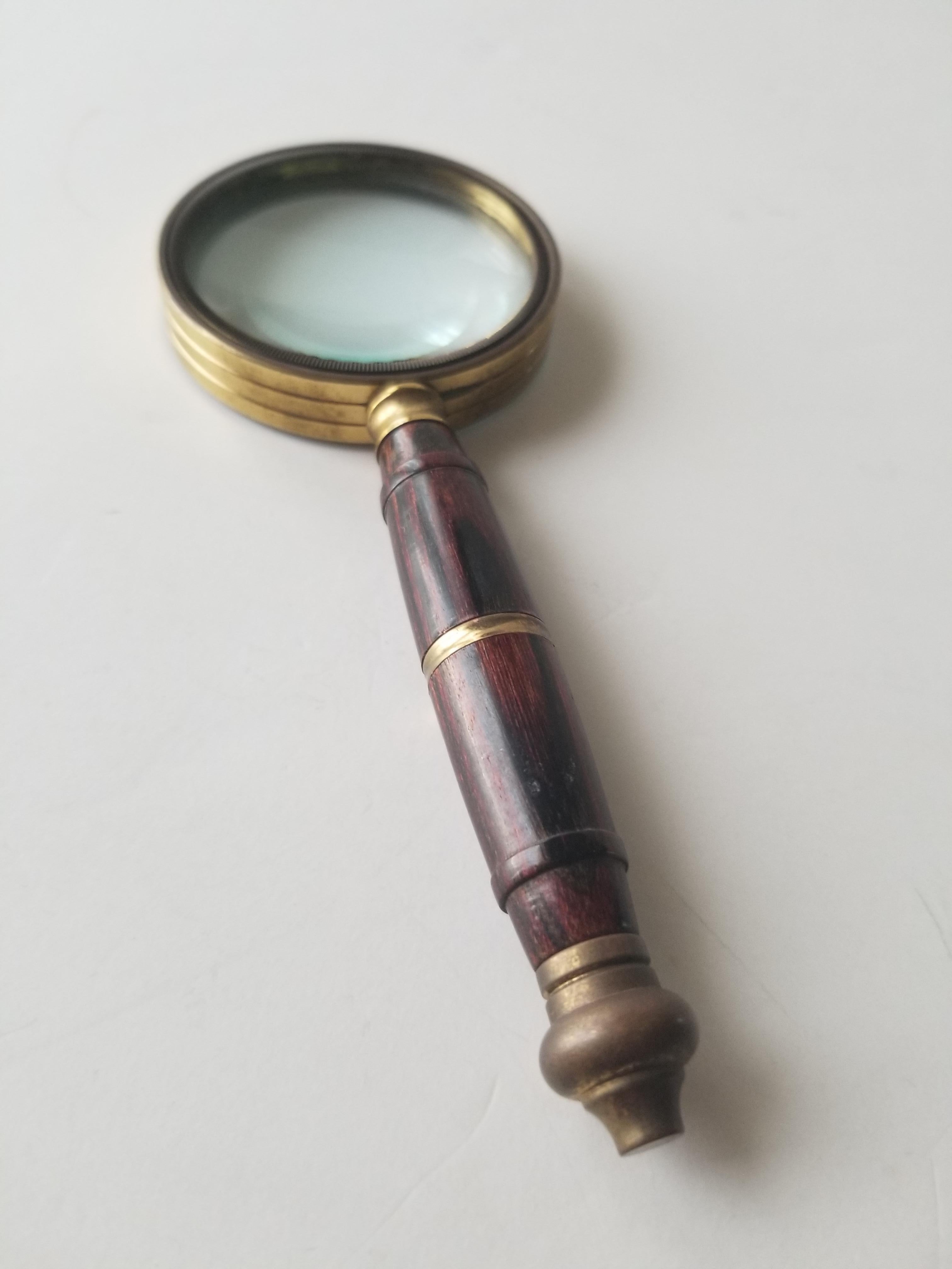 Art Deco Handheld Petite Magnifying Glass Antique Vintage Sculptural Brass