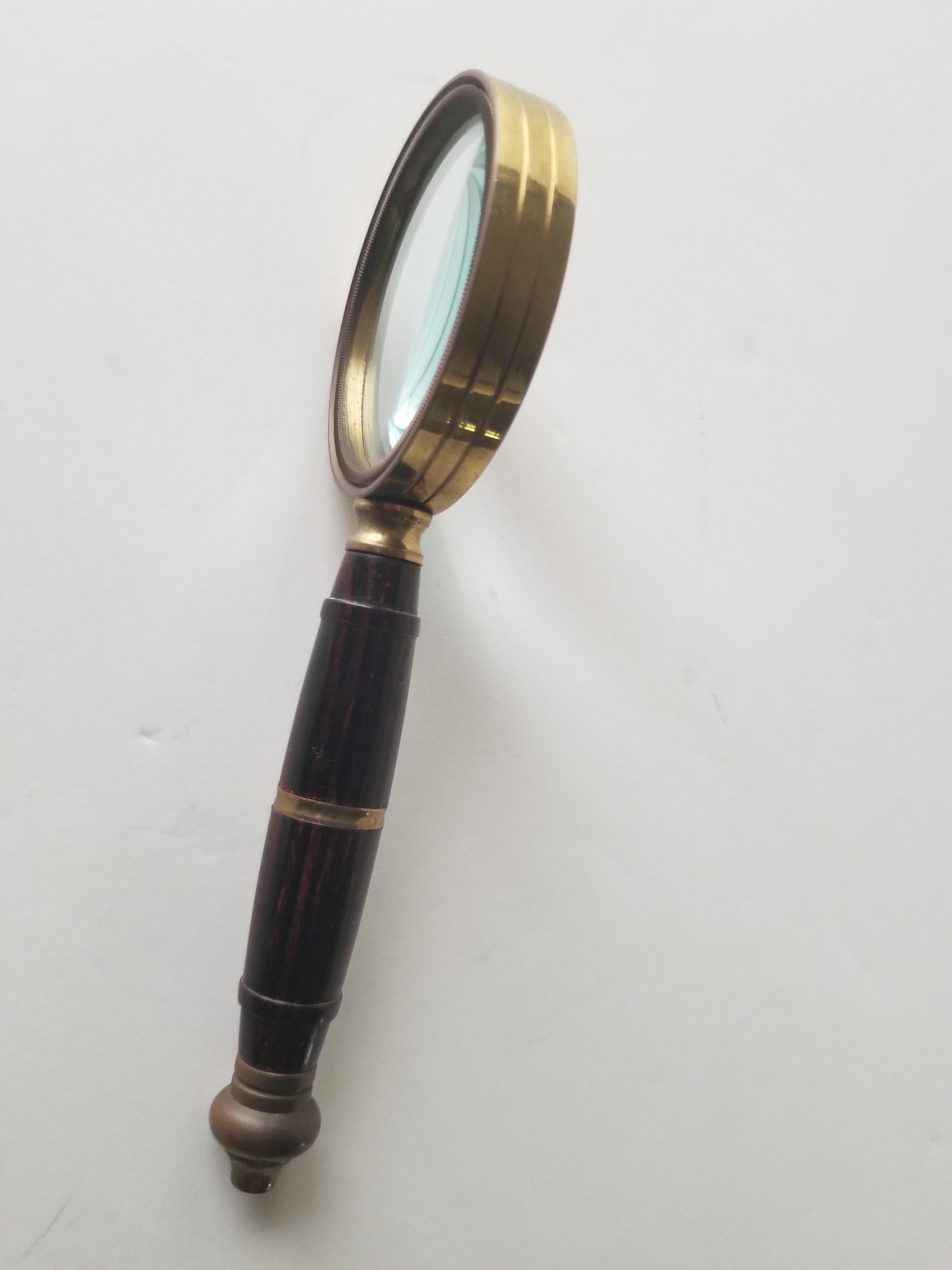 Mid-20th Century Handheld Petite Magnifying Glass Antique Vintage Sculptural Brass