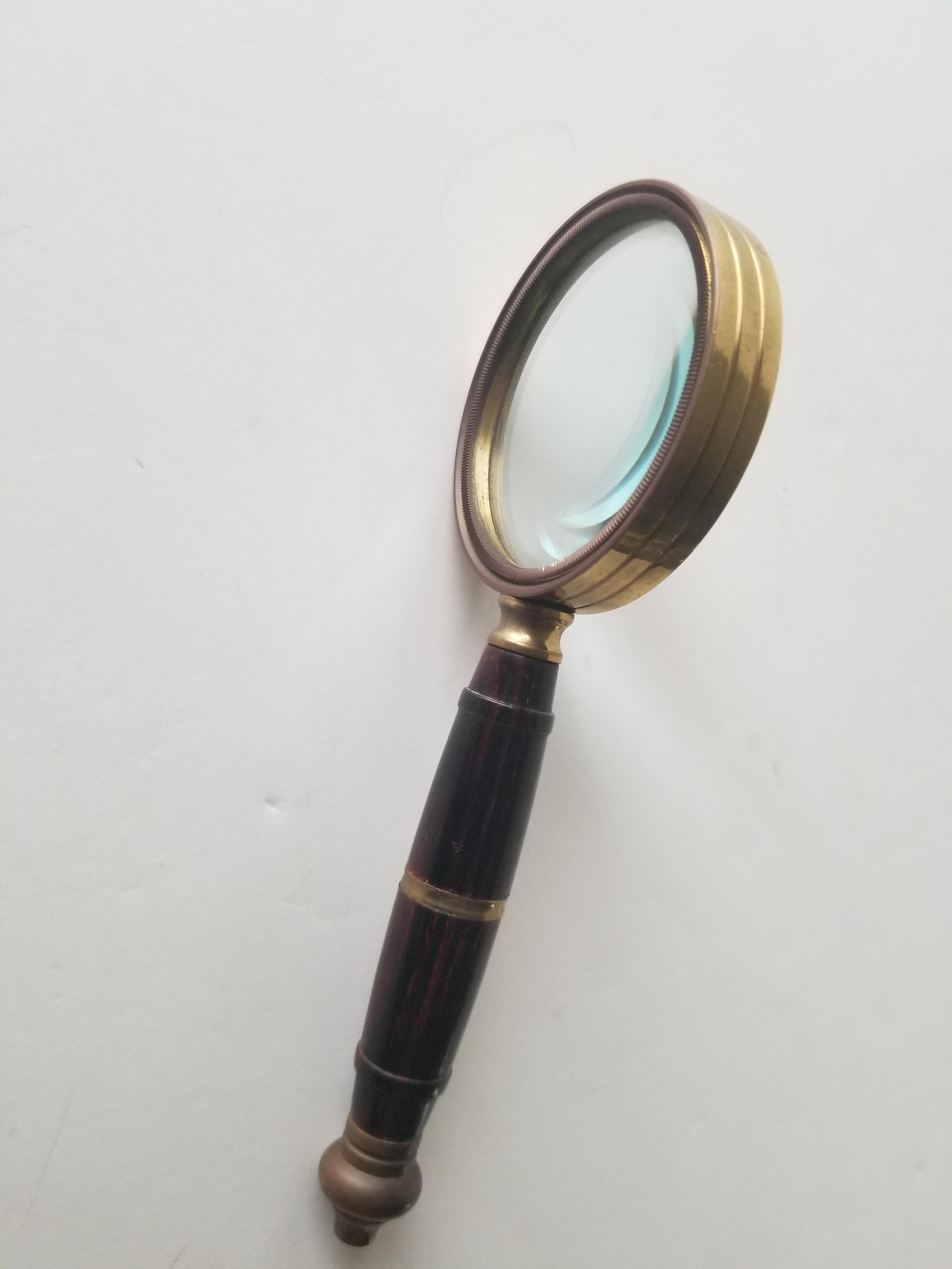 Metal Handheld Petite Magnifying Glass Antique Vintage Sculptural Brass